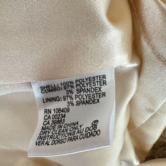 Tahari ASL Cream Shantung Sequin Lace Sheath Cocktail Dress | 16 - Picture 6 of 8